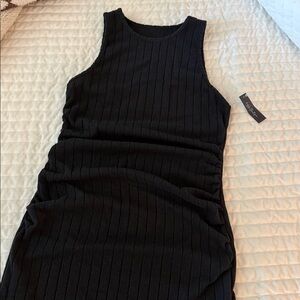 Trendy boutique Black Ribbed Sleeveless Midi Dress